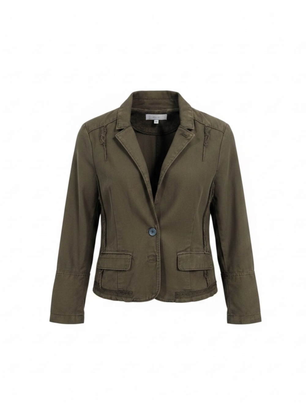 Women's Olive Green Tailored Military-Style Blazer Jacket